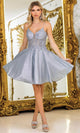 Dancing Queen 3407 – Sleeveless Glitter Tulle A-Line Mini Dress