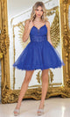 Dancing Queen 3411 – Beaded Lace Applique Glitter Tulle Mini Dress