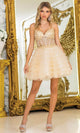 Dancing Queen 3412 – Beaded Illusion Corset Ruffle A-Line Mini Dress
