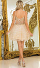 Dancing Queen 3412 – Beaded Illusion Corset Ruffle A-Line Mini Dress
