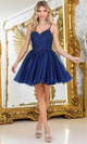 Dancing Queen 3413 – Beaded Lace Bodice Short Tulle A-Line Dress