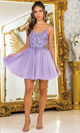 Dancing Queen 3413 – Beaded Lace Bodice Short Tulle A-Line Dress