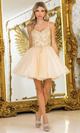 Dancing Queen 3413 – Beaded Lace Bodice Short Tulle A-Line Dress
