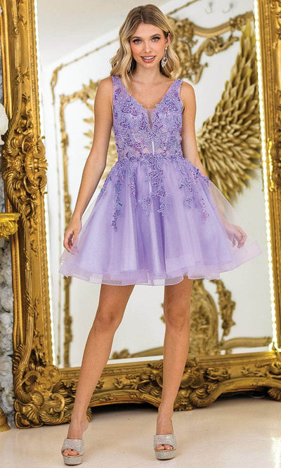 Dancing Queen 3414 – Sparkling Embroidered Tulle A-Line Short Dress