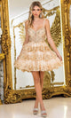Dancing Queen 3417 – Sequin Embroidered Tie-Strap Ruffled A-Line Dress