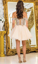 Dancing Queen 3418 – Off-Shoulder Beaded Floral Embroidered Tulle Mini Dress