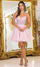 Dancing Queen 3419 – Beaded Floral Embroidered Illusion Corset A-Line Dress