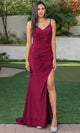 Dancing Queen 4288 – Ruched Satin Prom Dress with Slit