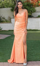 Dancing Queen 4288 – Ruched Satin Prom Dress with Slit