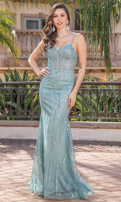 Dancing Queen 4340 – Sequined Sleeveless Sheath Gown