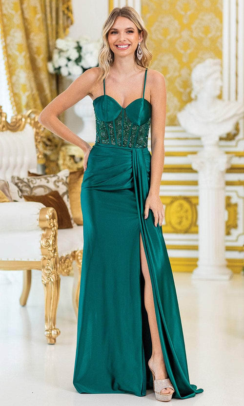 Dancing Queen 4439 – Elegant Floral Beaded Sheath Gown