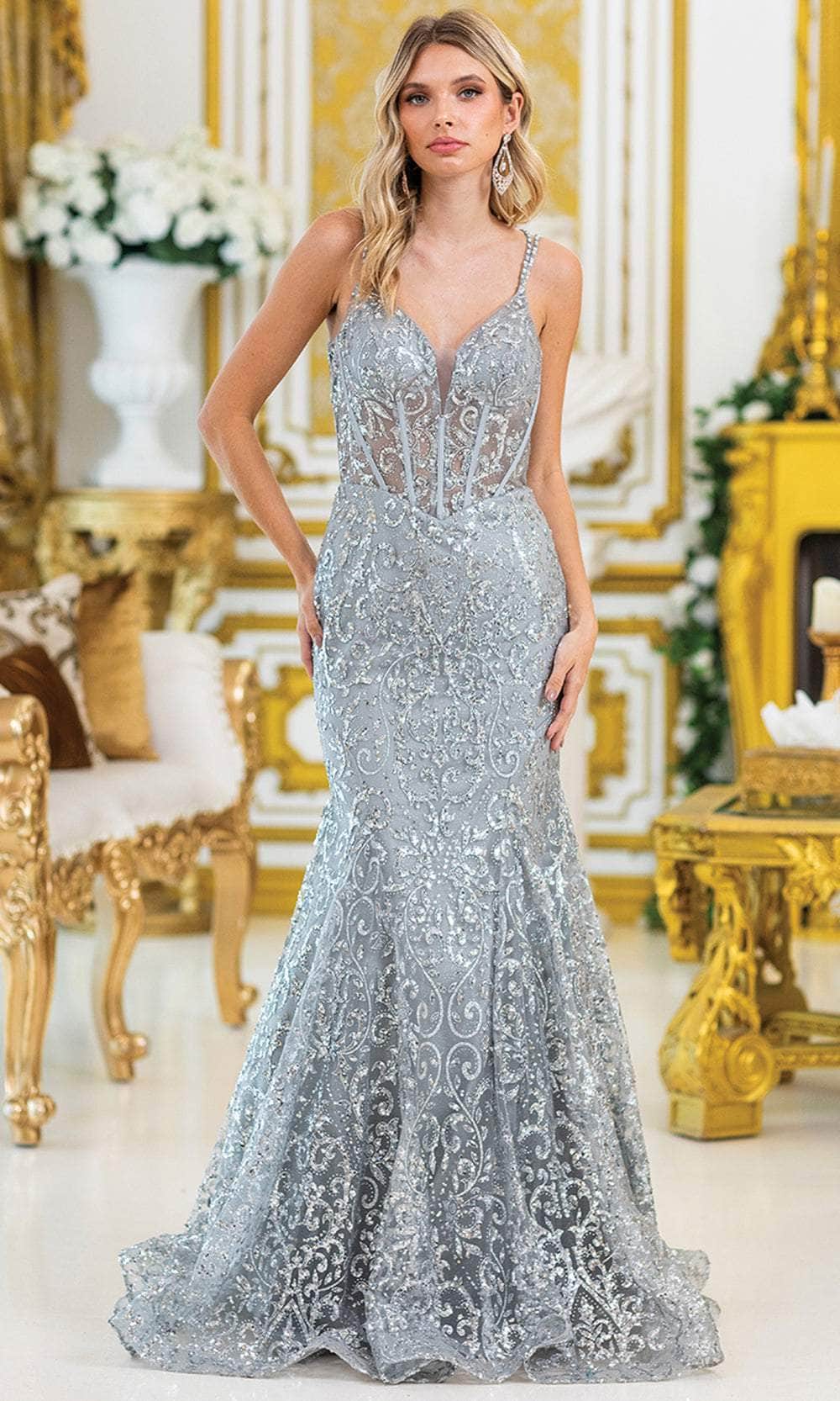 Dancing Queen 4464 - Sequined Mermaid Evening Gown