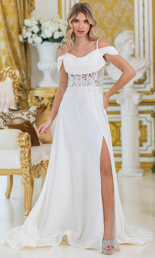 Dancing Queen 4474 – Beaded Off-Shoulder A-Line Gown