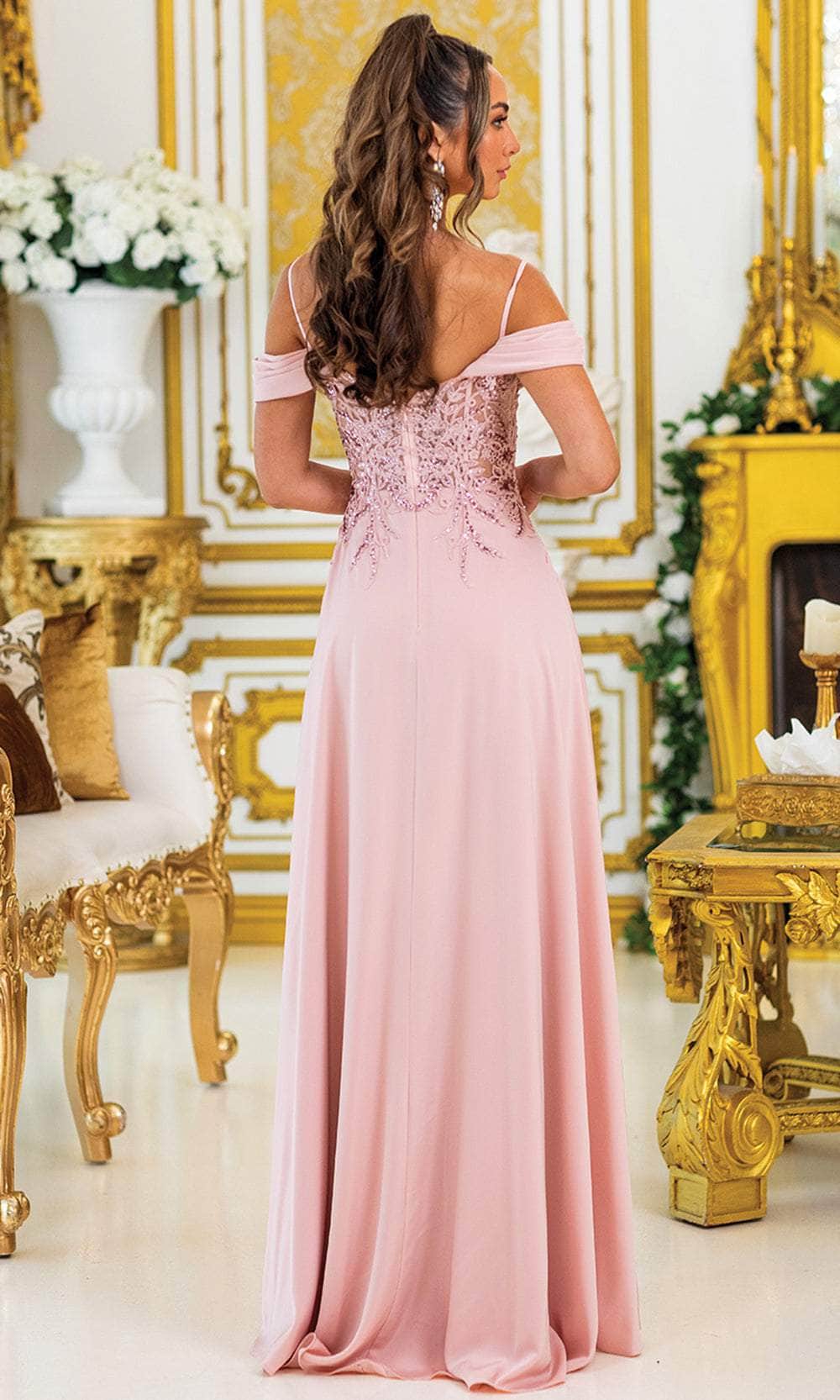 Dancing Queen 4474 – Beaded Off-Shoulder A-Line Gown