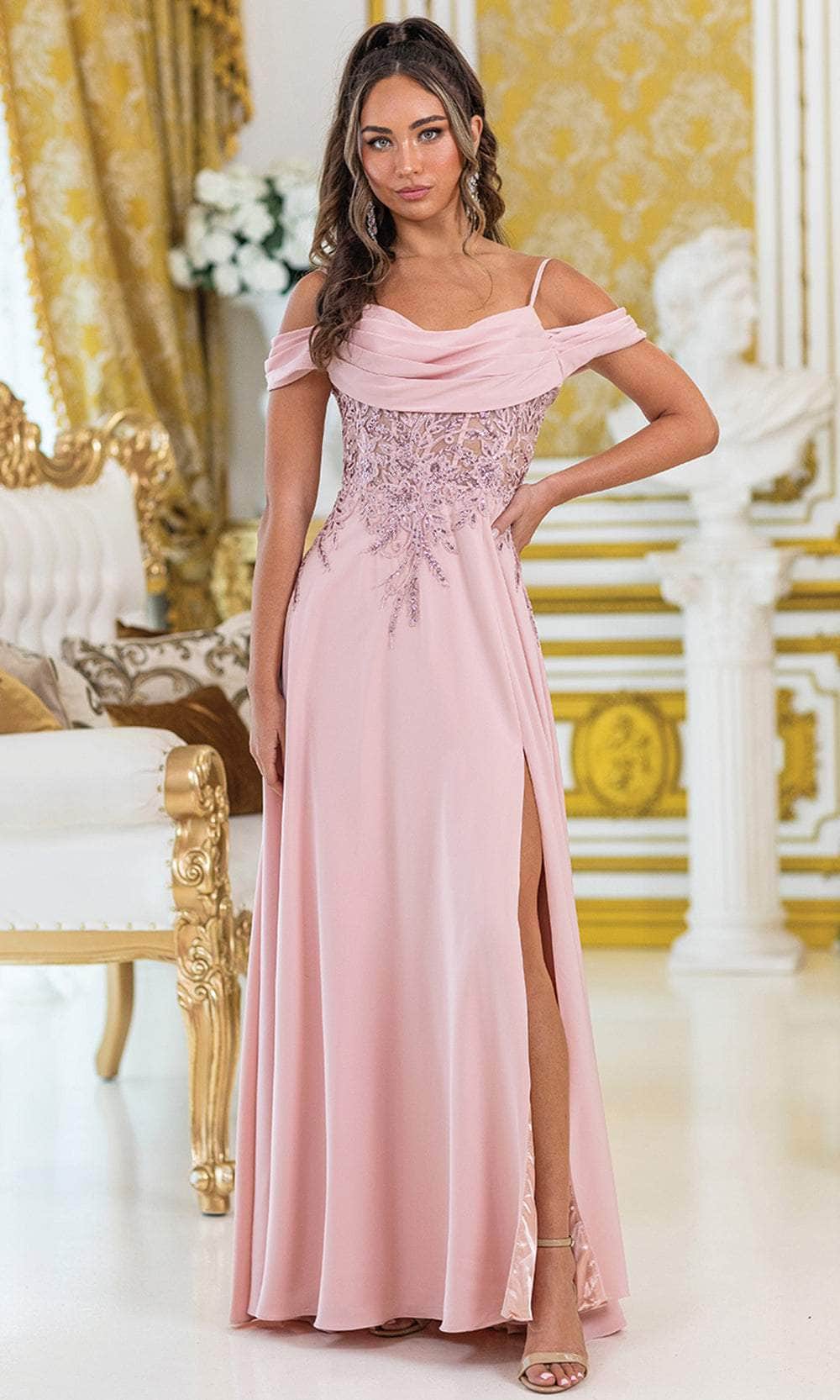 Dancing Queen 4474 – Beaded Off-Shoulder A-Line Gown
