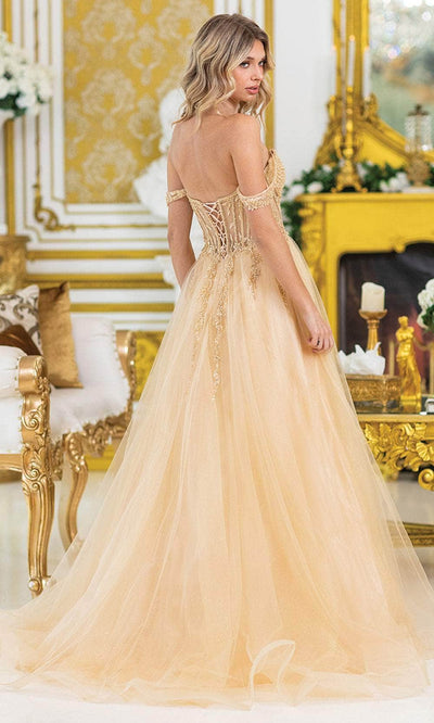 Dancing Queen 4490 – Beaded Corset Glitter Tulle A-Line Gown