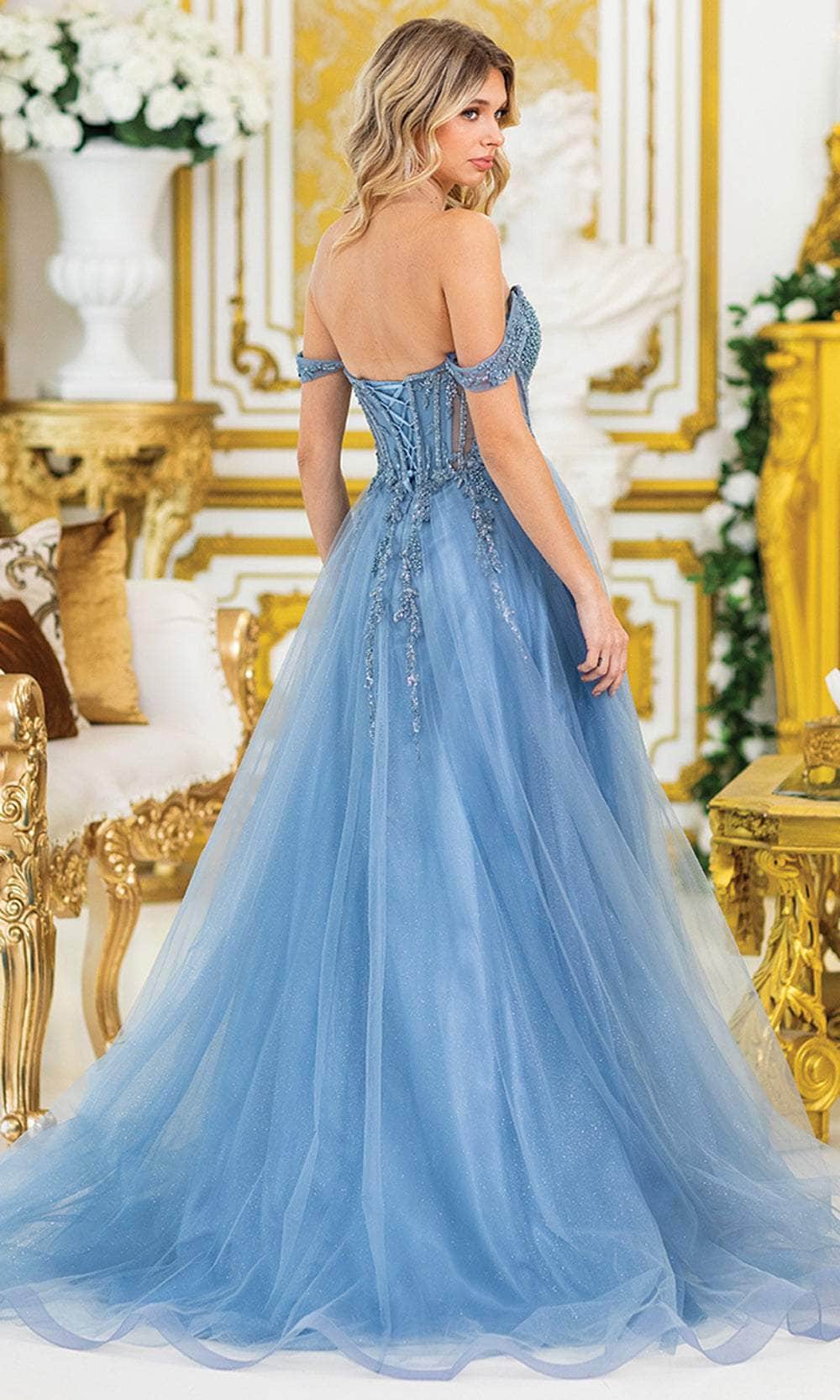 Dancing Queen 4490 – Beaded Corset Glitter Tulle A-Line Gown