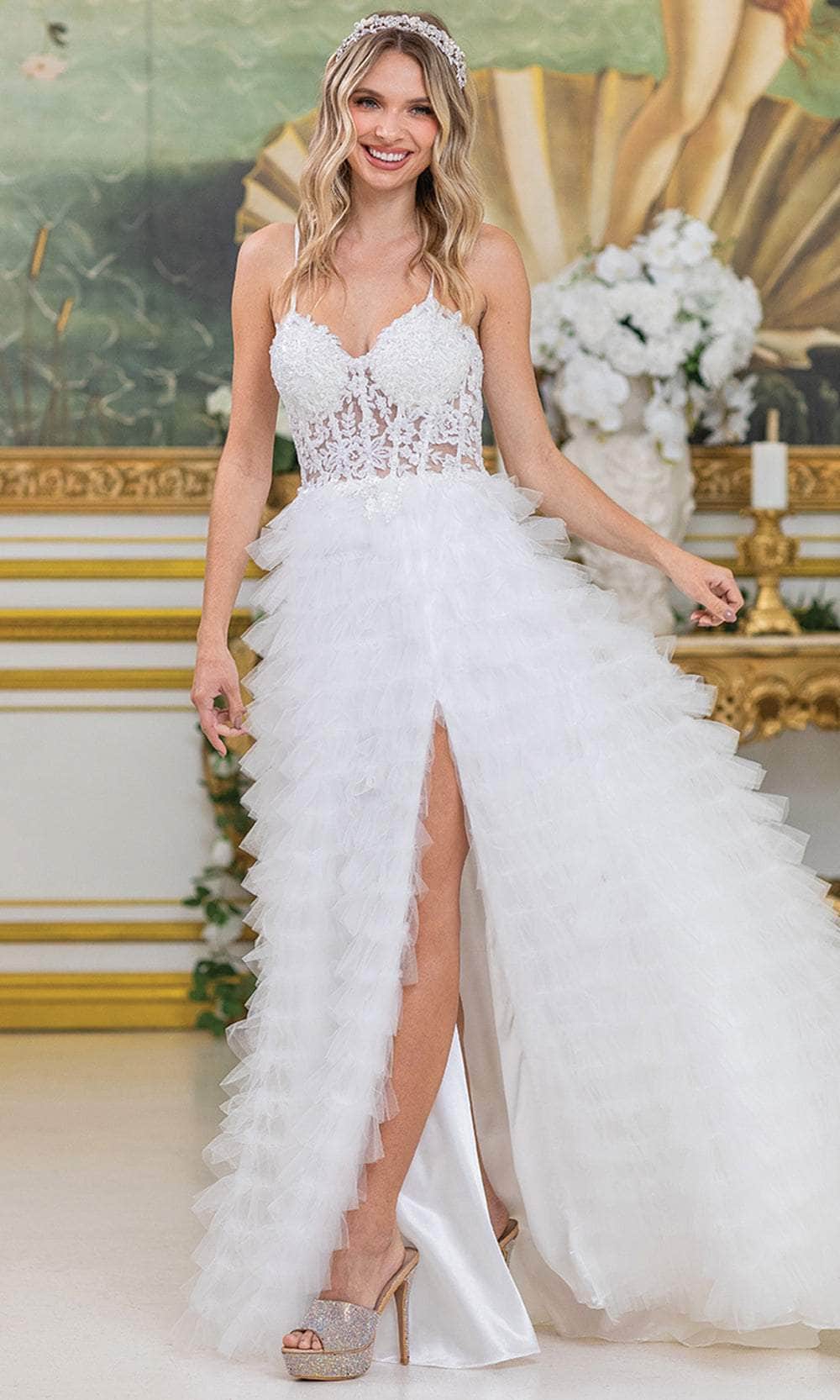 Dancing Queen 4491 – Sequin & Floral Embroidered Sweetheart Ruffled Ballgown