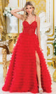 Dancing Queen 4491 – Sequin & Floral Embroidered Sweetheart Ruffled Ballgown