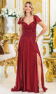 Dancing Queen 4496 – Glitter Flutter Sleeve A-Line Evening Gown