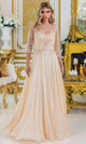 Dancing Queen 4497 – Beaded Illusion Sleeve A-Line Evening Gown
