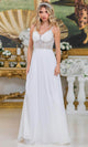 Dancing Queen 4500 – Lace Applique Illusion Bodice A-Line Gown with Sweep Train