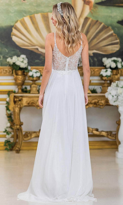 Dancing Queen 4500 – Lace Applique Illusion Bodice A-Line Gown with Sweep Train