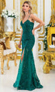 Dancing Queen 4501 – Elegant Lace Embroidered Sheer Slit Trumpet Gown