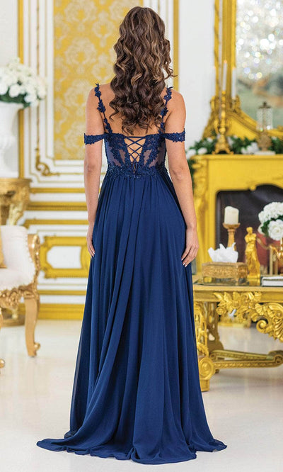 Dancing Queen 4506 – Off-Shoulder A-Line Slit Gown