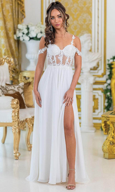 Dancing Queen 4506 – Off-Shoulder A-Line Slit Gown