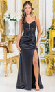 Dancing Queen 4523 – Beaded Embroidered Corset Slit Sheath Gown