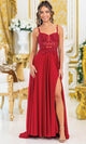 Dancing Queen 4531 – Beaded Lace Applique A-Line Gown with Slit