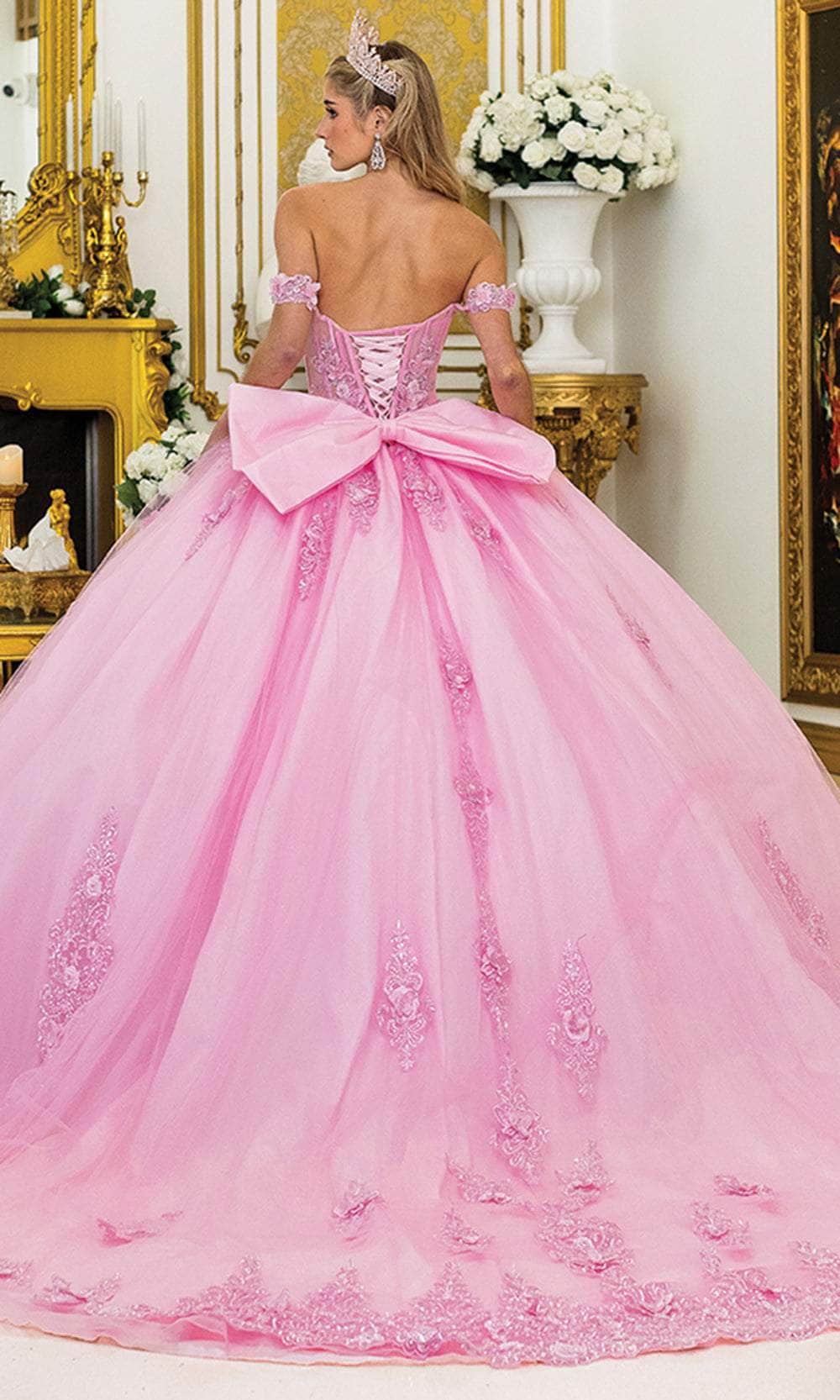 Dancing Queen 5000 – Off Shoulder Floral Applique Glitter Ballgown