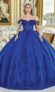 Dancing Queen 5003 - Glitter Embroidered Off Shoulder Ballgown Quinceanera Dresses XS / Royal Blue