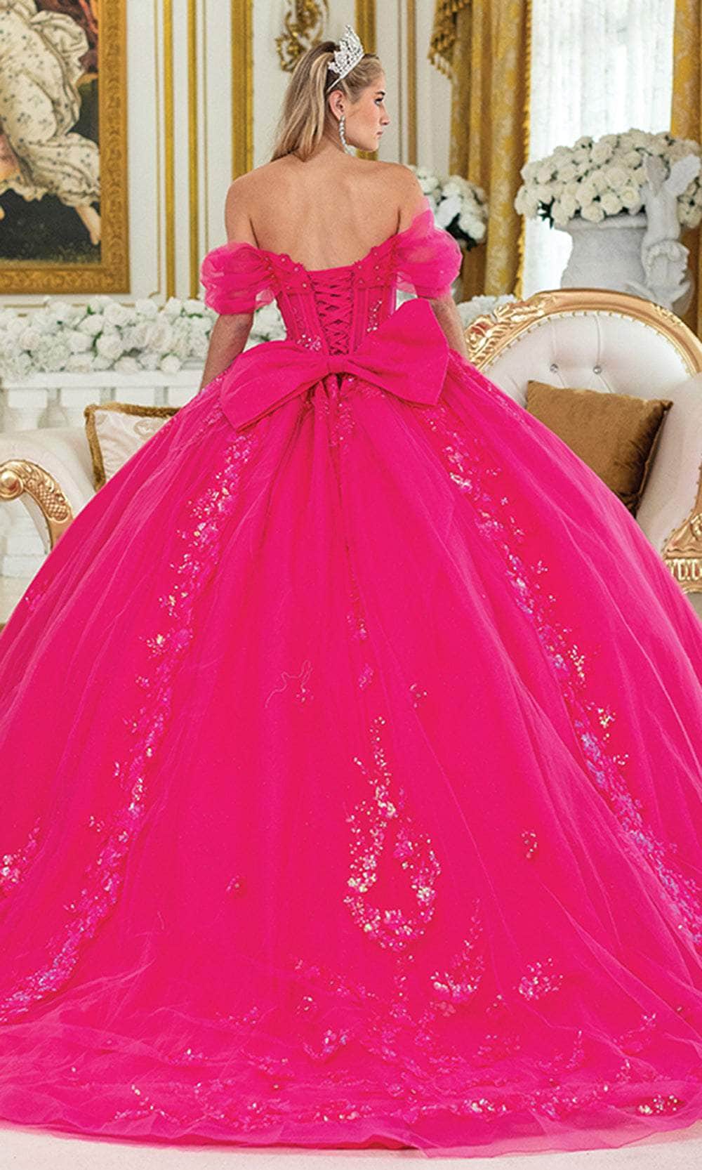 Dancing Queen 5006 - Sequin Embroidered Sheer Corset Ballgown Quinceanera Dresses XS / Fuchsia