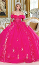 Dancing Queen 5006 - Sequin Embroidered Sheer Corset Ballgown Quinceanera Dresses XS / Fuchsia