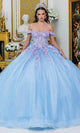 Dancing Queen 5016 - Floral Embellished Off Shoulder Ballgown Quinceanera Dresses XS / Bahama/Lilac