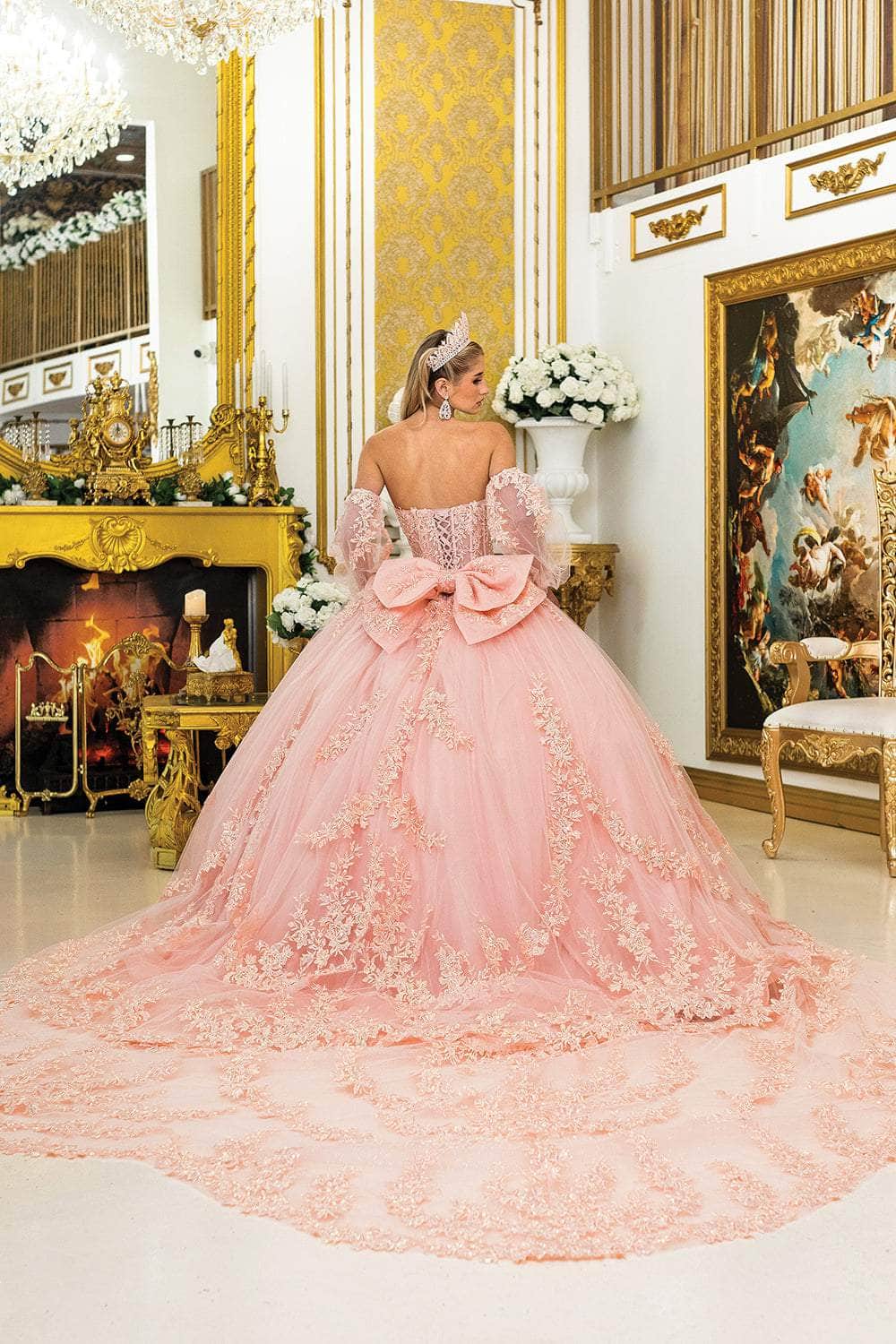 Dancing Queen 5020 - Sweetheart Embroidered Ballgown with Puff Sleeve Quinceanera Dresses XS / Blush