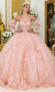 Dancing Queen 5020 - Sweetheart Embroidered Ballgown with Puff Sleeve Quinceanera Dresses XS / Blush