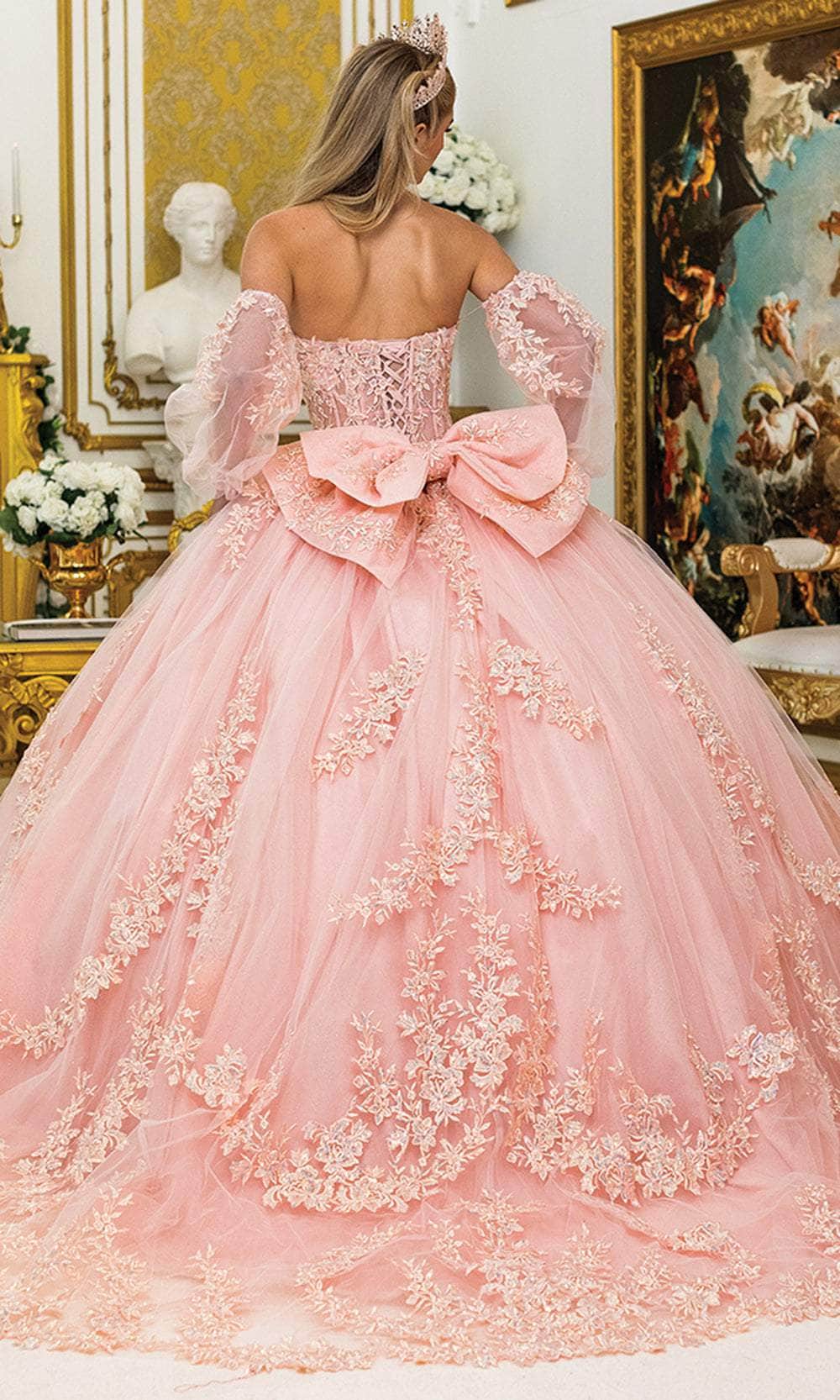 Dancing Queen 5020 - Sweetheart Embroidered Ballgown with Puff Sleeve Quinceanera Dresses XS / Blush