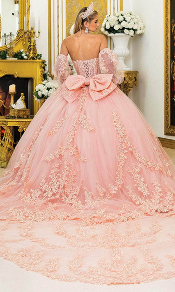 Dancing Queen 5020 - Sweetheart Embroidered Ballgown with Puff Sleeve Quinceanera Dresses XS / Blush