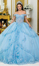 Dancing Queen 5024 - Layered Off Shoulder Ballgown Quinceanera Dresses XS / Bahama Blue