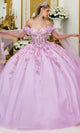 Dancing Queen 5036 - Embellished Off-Shoulder Ballgown with Sheer Cape Quinceanera Dresses XS / Blush