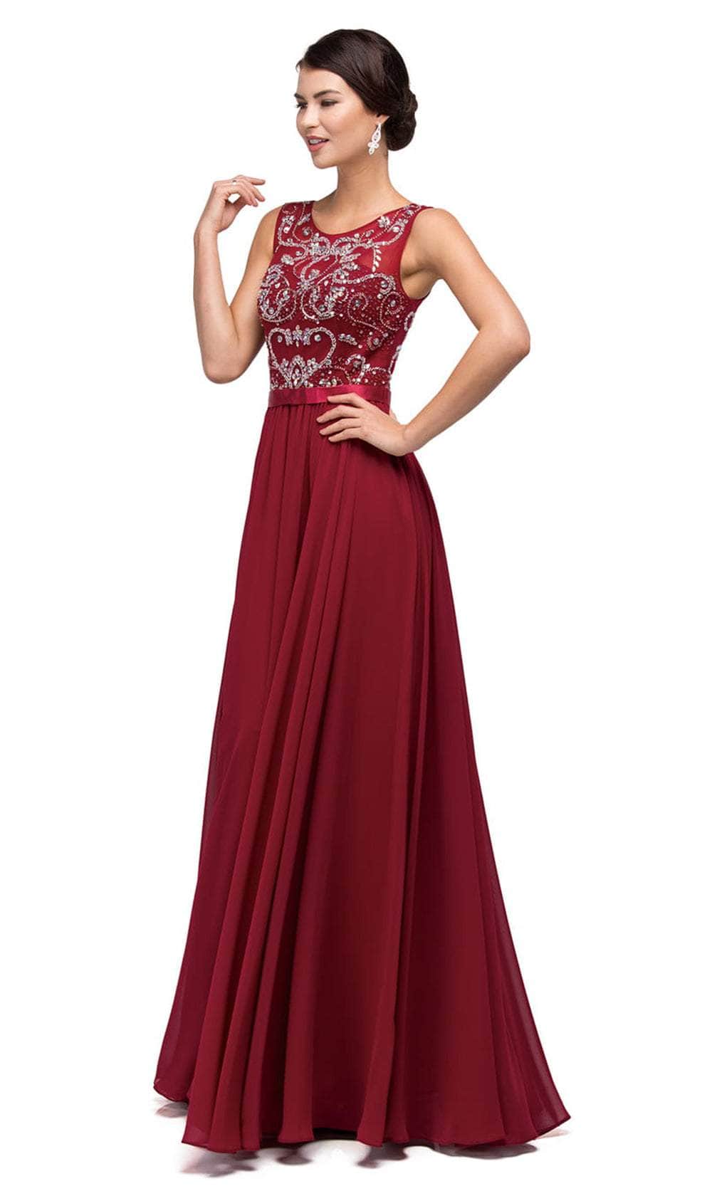 Dancing Queen 8736 - Embellished Pleated A-line Gown Evening Dresses