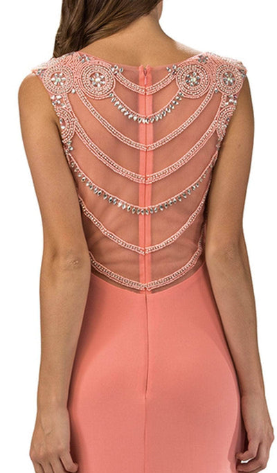 Dancing Queen - 9249 Bejeweled Illusion Evening Dress Evening Dresses XS / Red