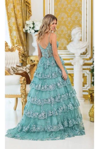 Dancing Queen DQ-4478 Elegant Sage Green Prom Ball Gown - Dress
