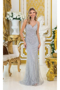 Dancing Queen DQ-4487 Silver Lace Prom Dress for a Stunning Night - Silver / S - Dress