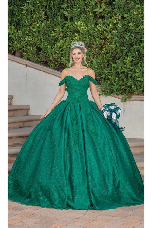 Dancing Queen Dresses DQ-1501 Quinceañera Beaded Gown with Full Skirt - Hunter Green / XS - Dress