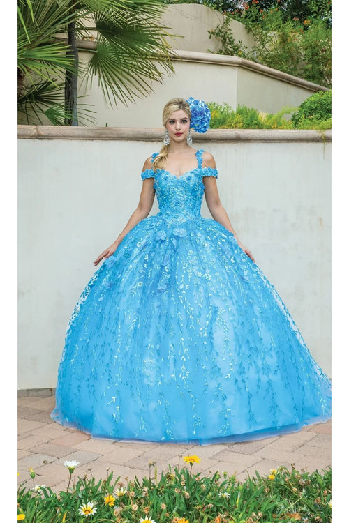 Dancing Queen Dresses DQ-1640 Quinceañera Ball Gown with Beaded Bodice - Bahama Blue / S - Dress