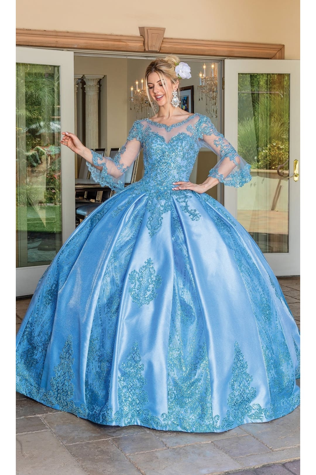 Dancing Queen Dresses DQ-1665 Quinceañera Stunning & Classic Ball Gown - Bahama Blue / XS - Dress